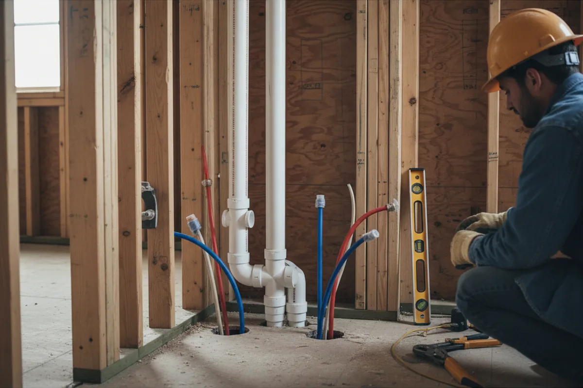 Drain and supply rough-in during Sump Pump Repair in Hull
